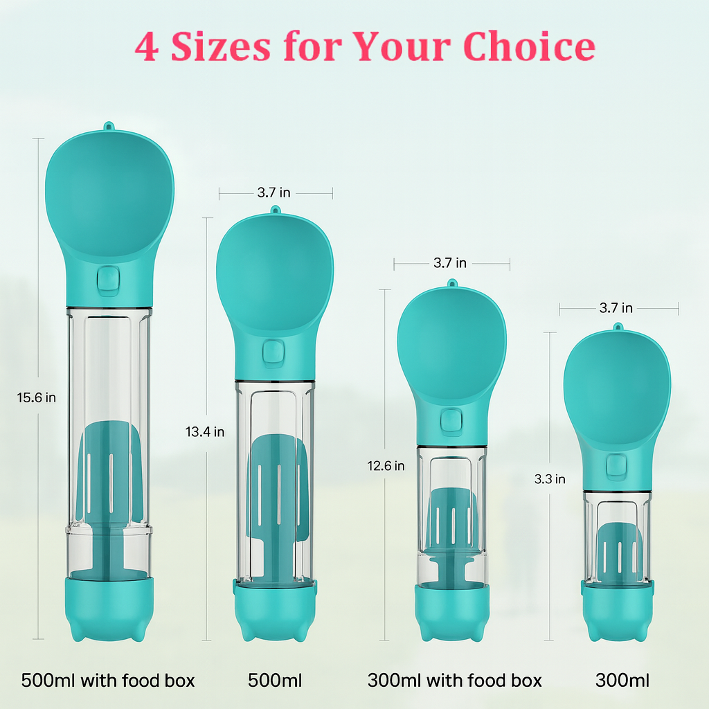 3-in-1 Portable Pet Water Bottle — Hydrate, Feed & Clean on the Go